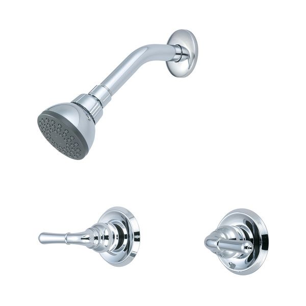 Olympia Faucets Two Handle Shower Set, IPS, Wallmount, Polished Chrome, Flow Rate (GPM): 1.5 P-1232